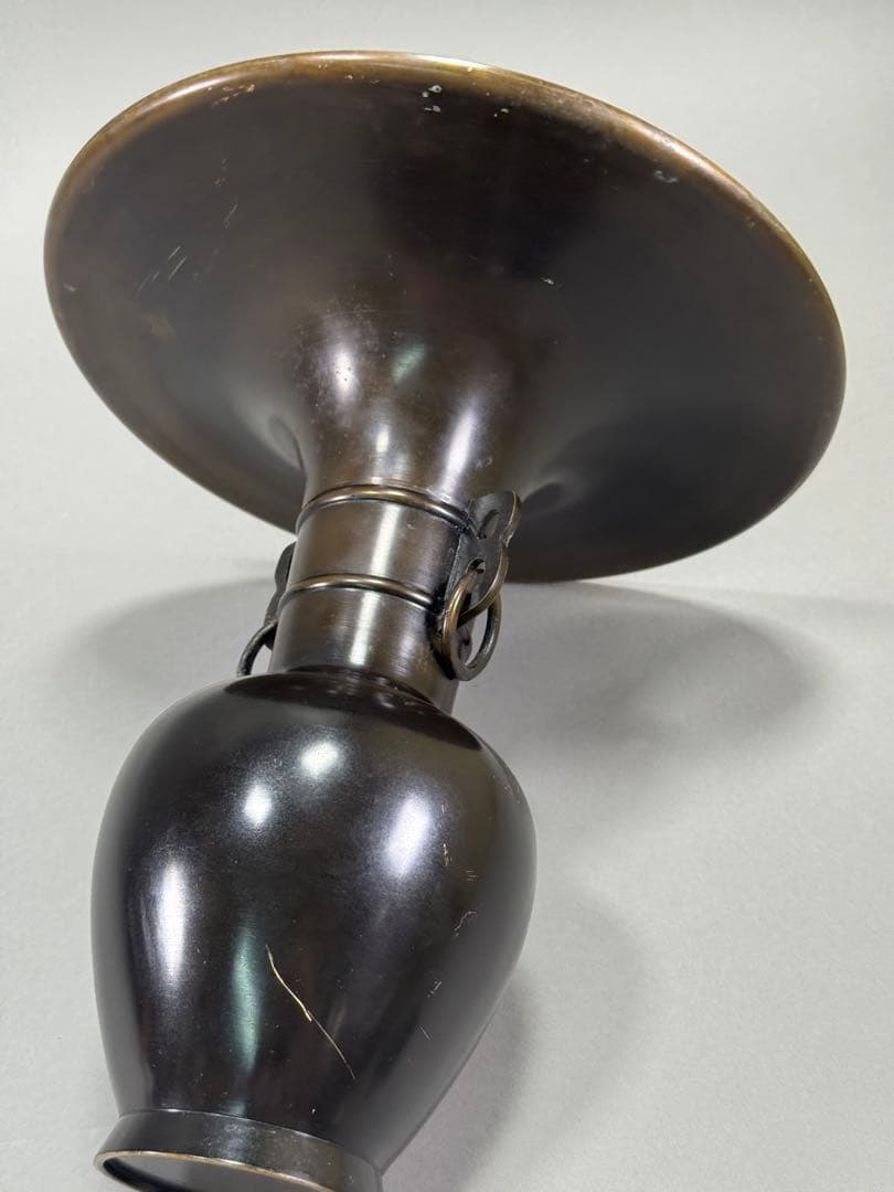 いけばな　池坊 唐銅花瓶 立花　花器　花瓶　華道具高さ:24.5cm