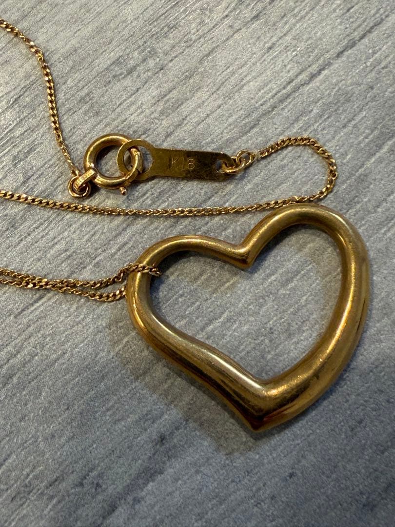 ハート型金ネックレス K18刻印