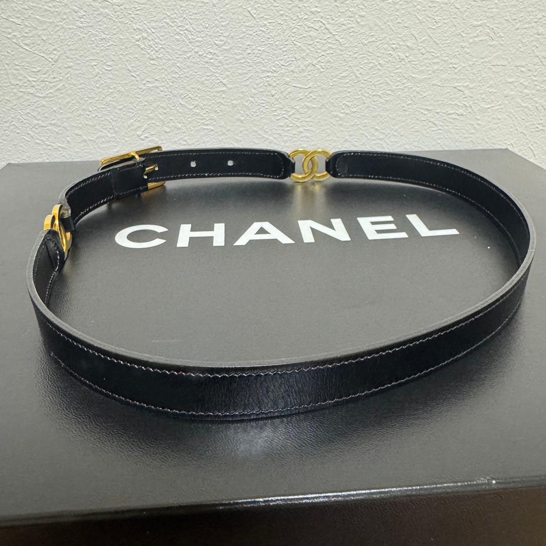 【美品】シャネル CHANEL ベルト レザー ココマーク 黒 ヴィンテージ
