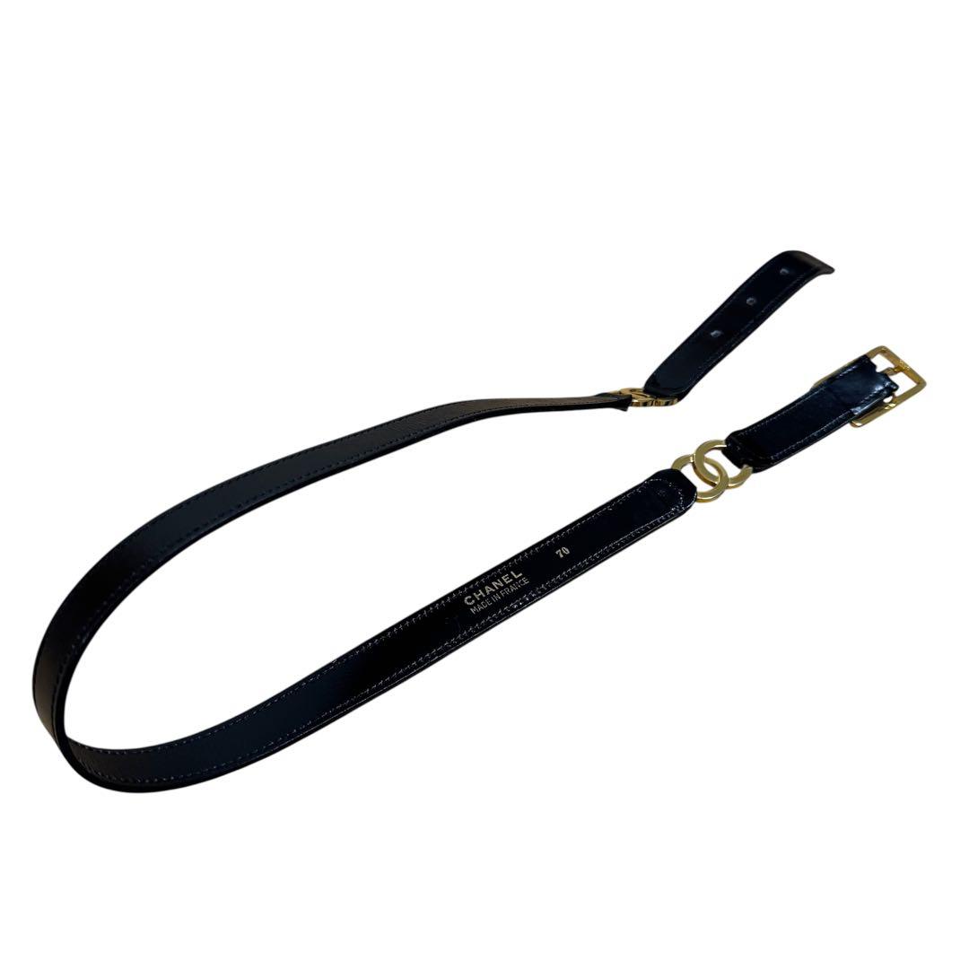 【美品】シャネル CHANEL ベルト レザー ココマーク 黒 ヴィンテージ