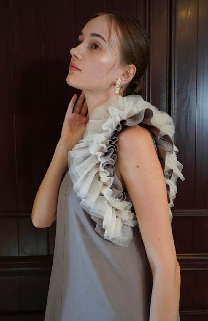 売り切り希望acka tulle no sleeve one-piece