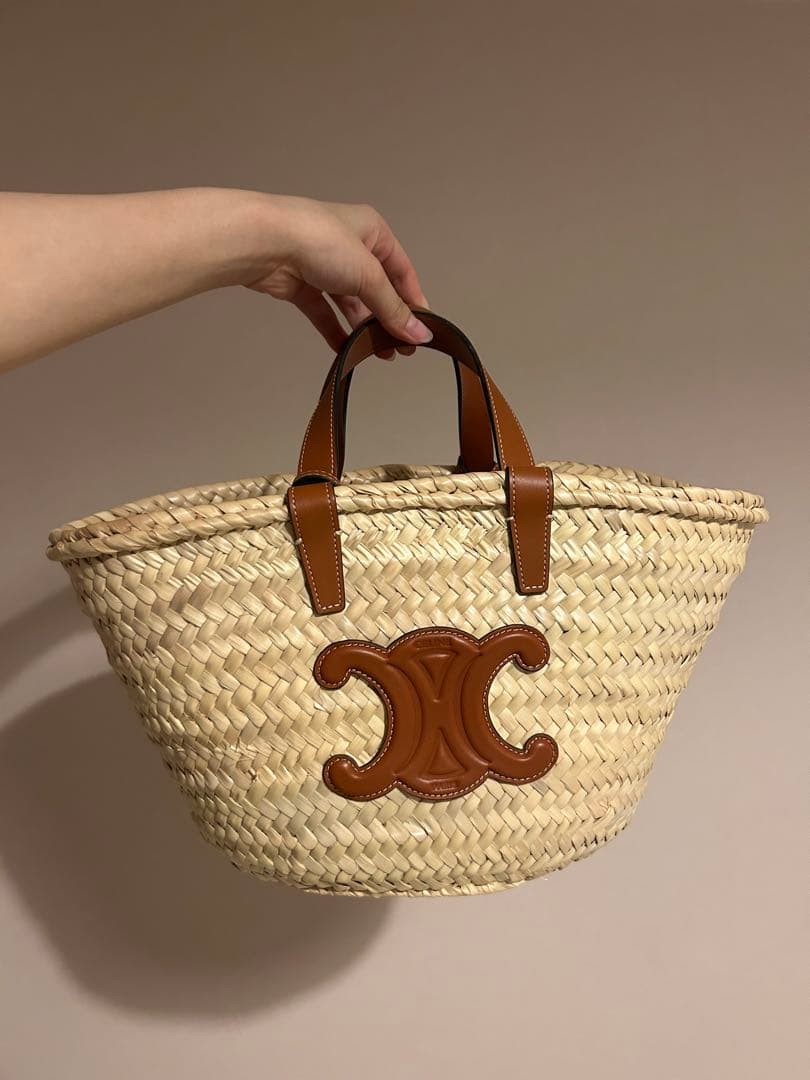 ティーン CELINE クラシック パニエ / ラフィア ＆ カーフスキン