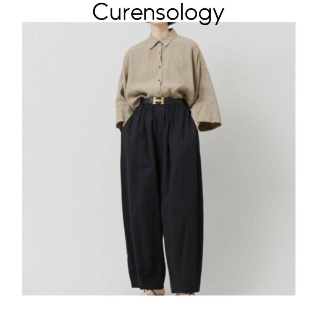 Curensology カレンソロジー　コットンリネンドロストパンツ　ブラック