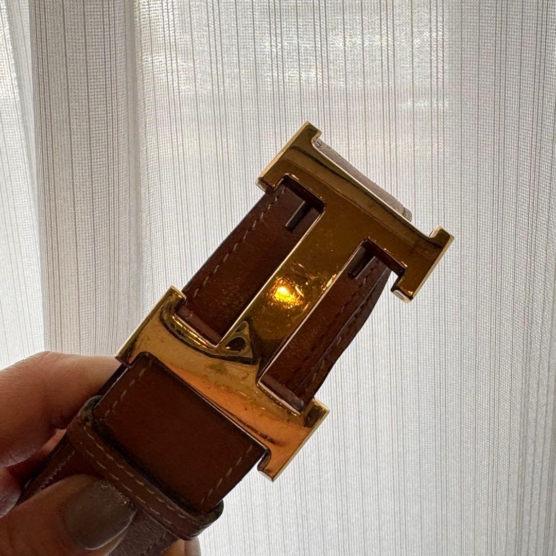 やや難あり　HERMES コンスタンスベルト ブラウン レザーベルト