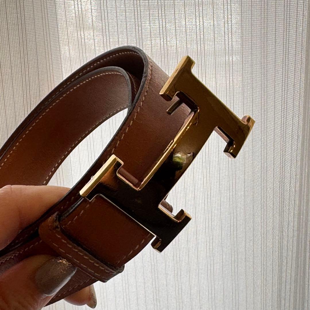 やや難あり　HERMES コンスタンスベルト ブラウン レザーベルト