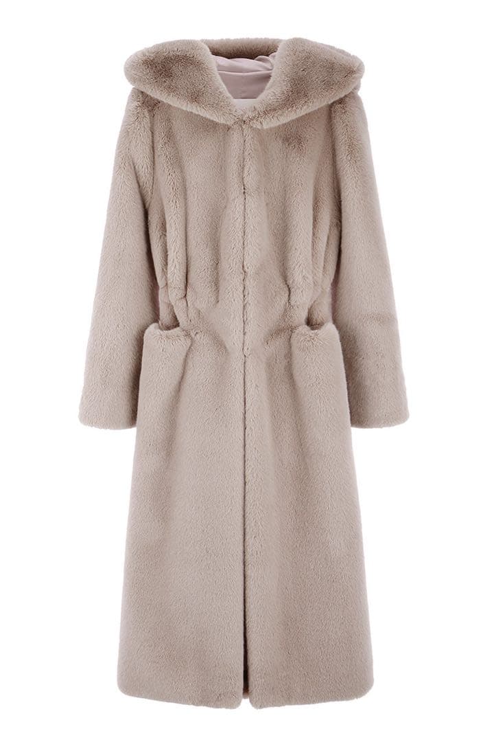 Lemonplet フード付き エコファー マキシコート　レモンプレット