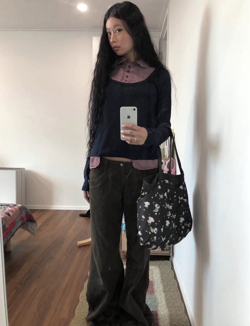 COYSEIO チェック柄ポロシャツ風レイヤードシャツ