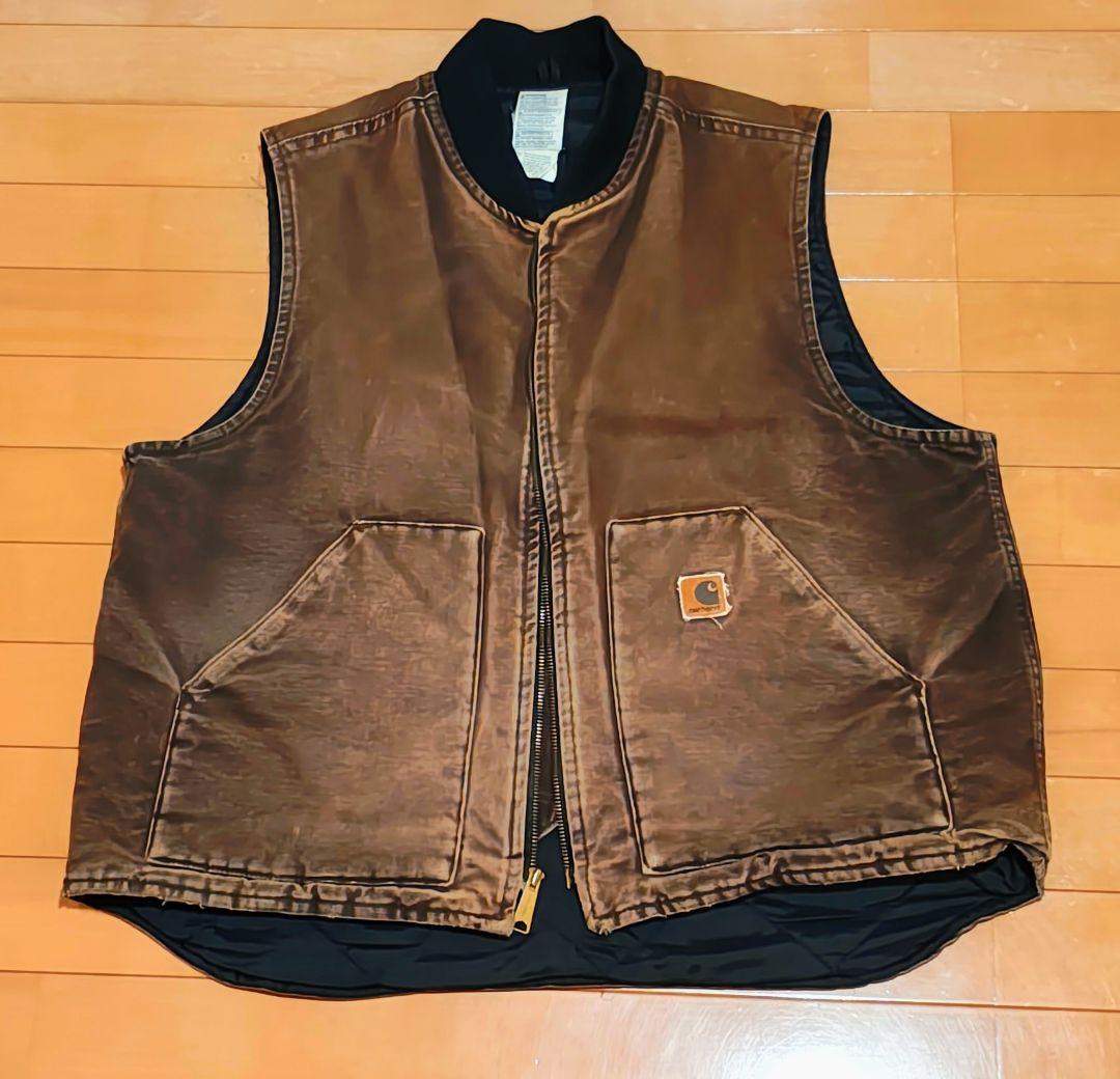 豆*福様 Carhartt カーハート ダックベスト ブラウン XL　usa製