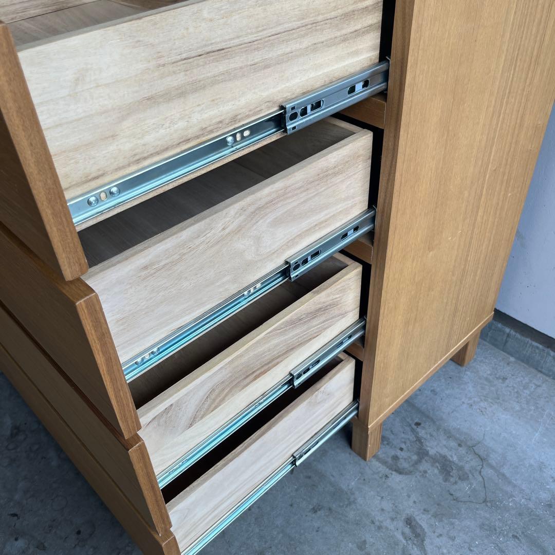 美品・廃盤希少★無印 木製チェスト４段・幅１２０ｃｍ・タモ材・ナチュラル