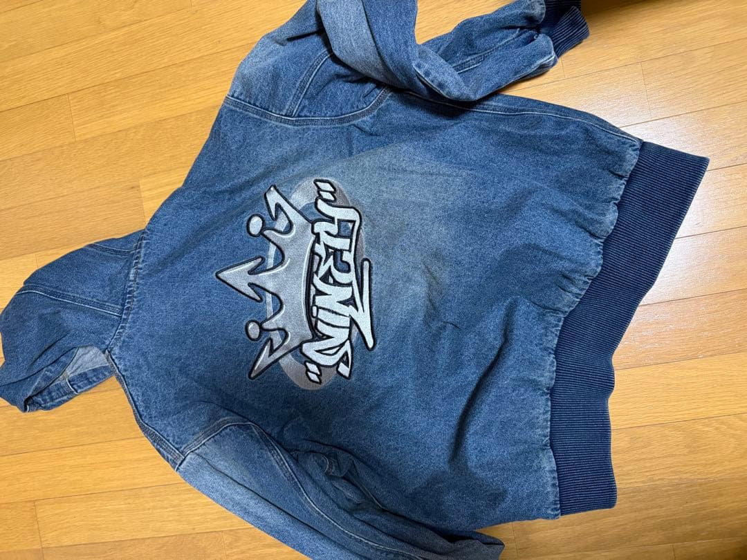 フード付きデニムジャケット インディゴブルー セットアップ