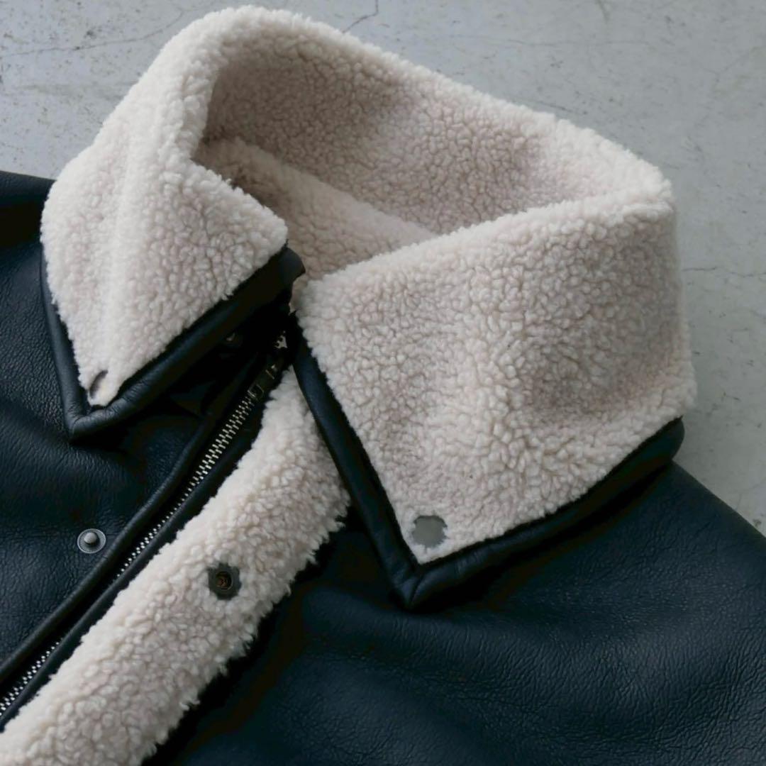 【TRUNC】Boa Collar Faux Leather Blouson