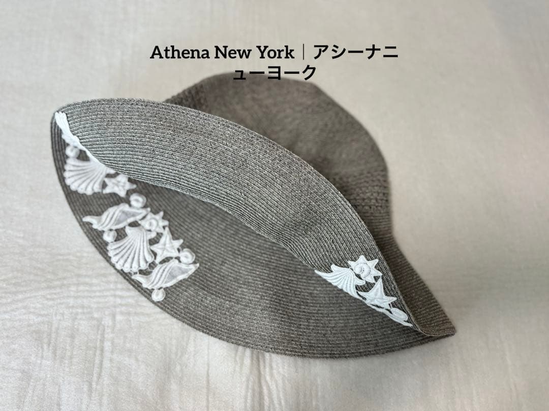 Athena New York｜アシーナニューヨーク グレーの刺繍付き麦わら帽子