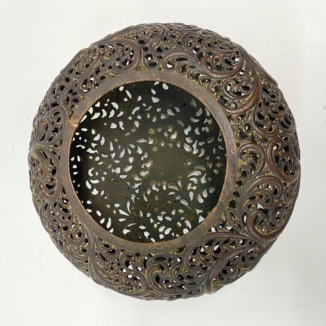 Y 中国 古銅 香炉 古玩 銘有 獅子 蓋付き 　琢磨