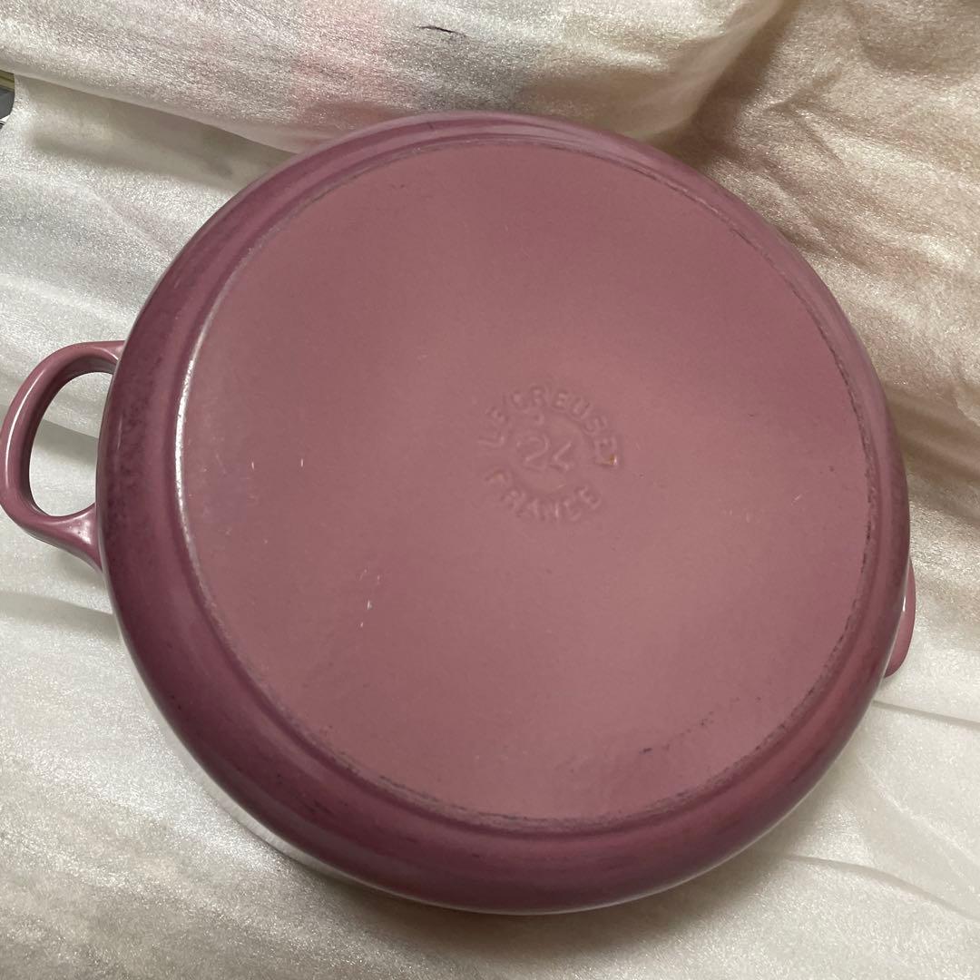 ルクルーゼ ココット ジャポネーズ 24cm モーヴピンク 中古品