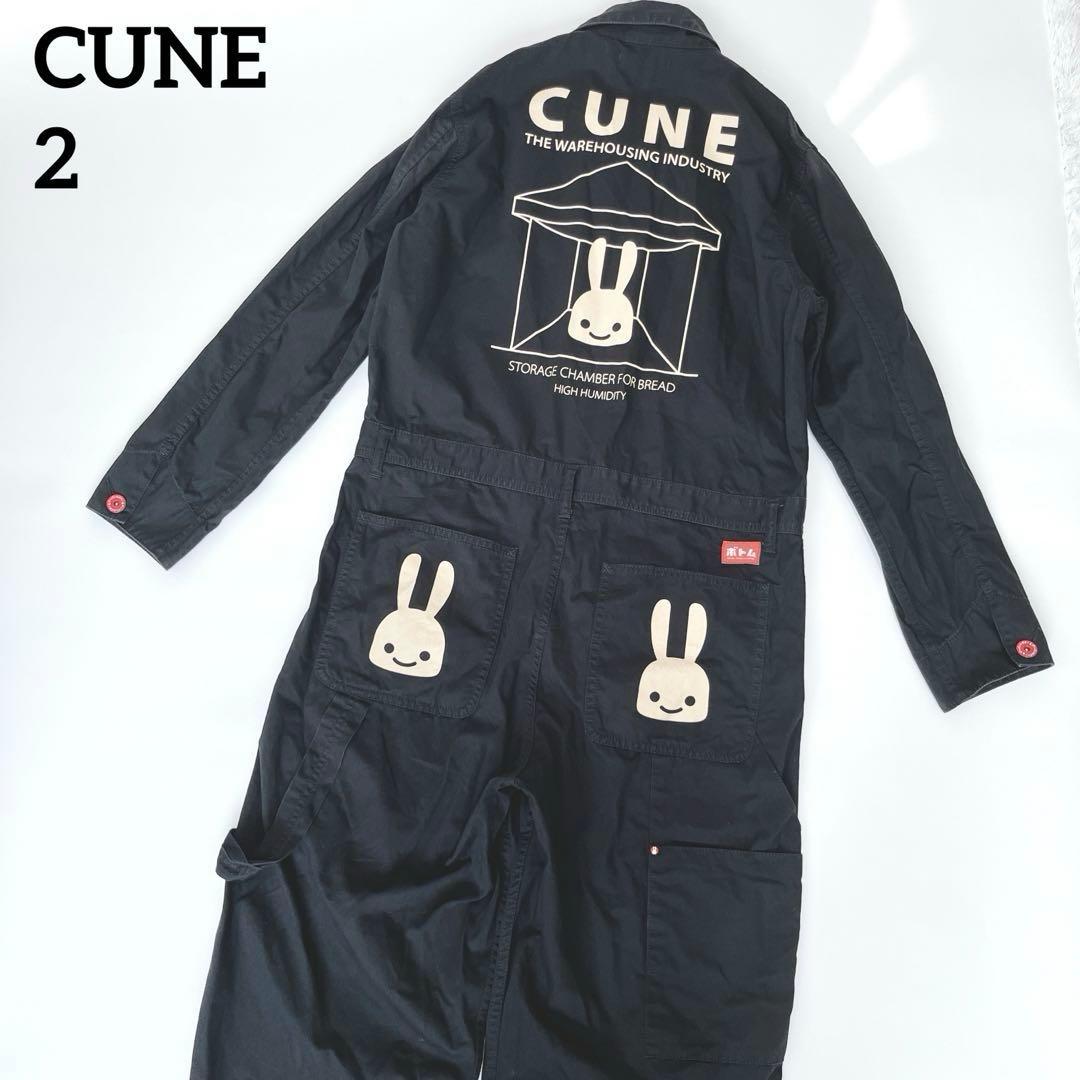 CUNEキューン うさぎプリント つなぎ オールインワン ブラック 2