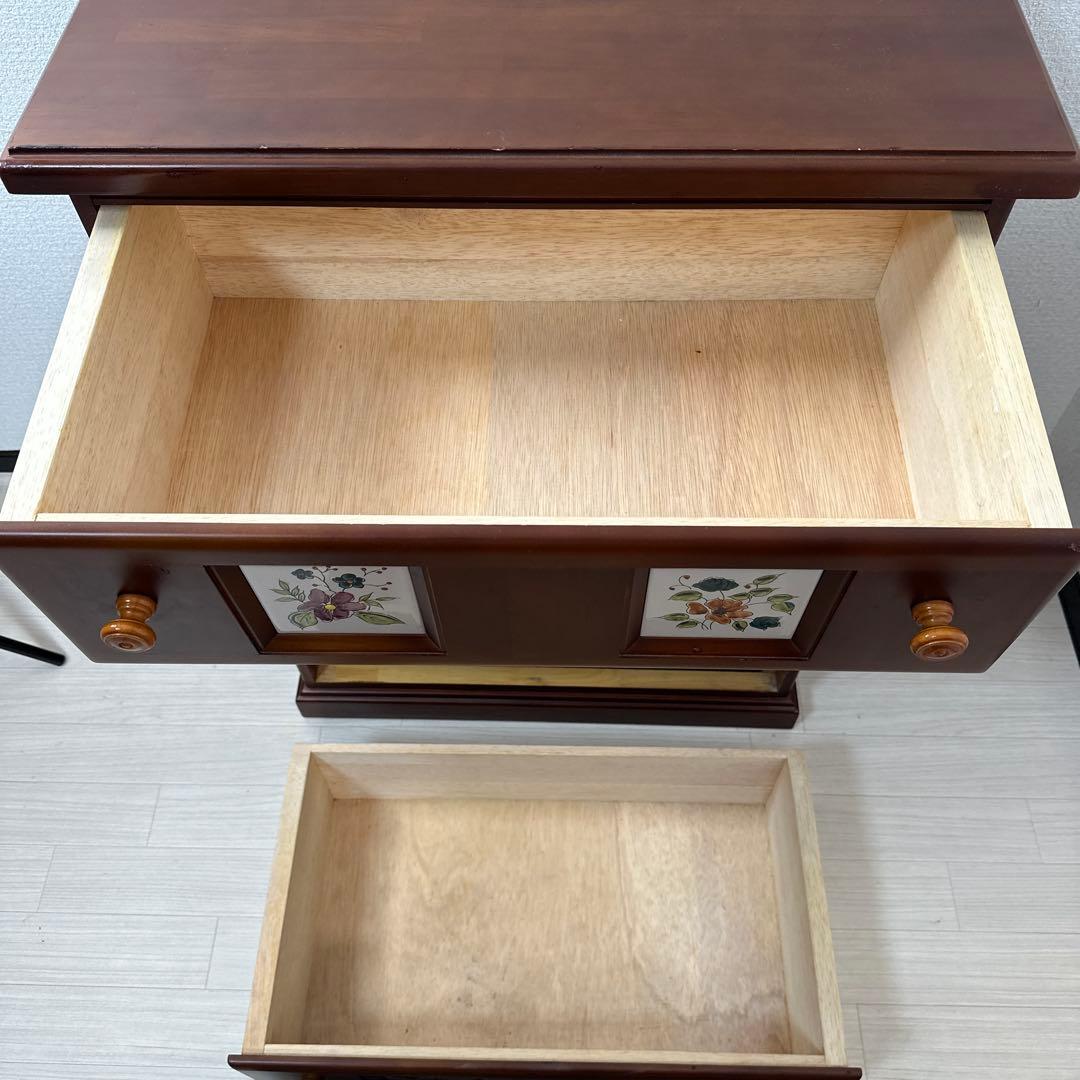 スペイン バレンシアタイル チェスト 木製 4段 タンス カントリー ※i4※