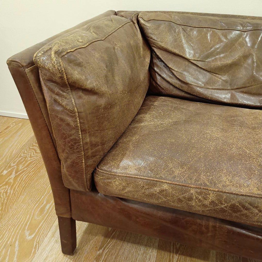 送料込み ヴィンテージ本革ソファ アスプルンド ブラウンレザー 2人掛けソファ