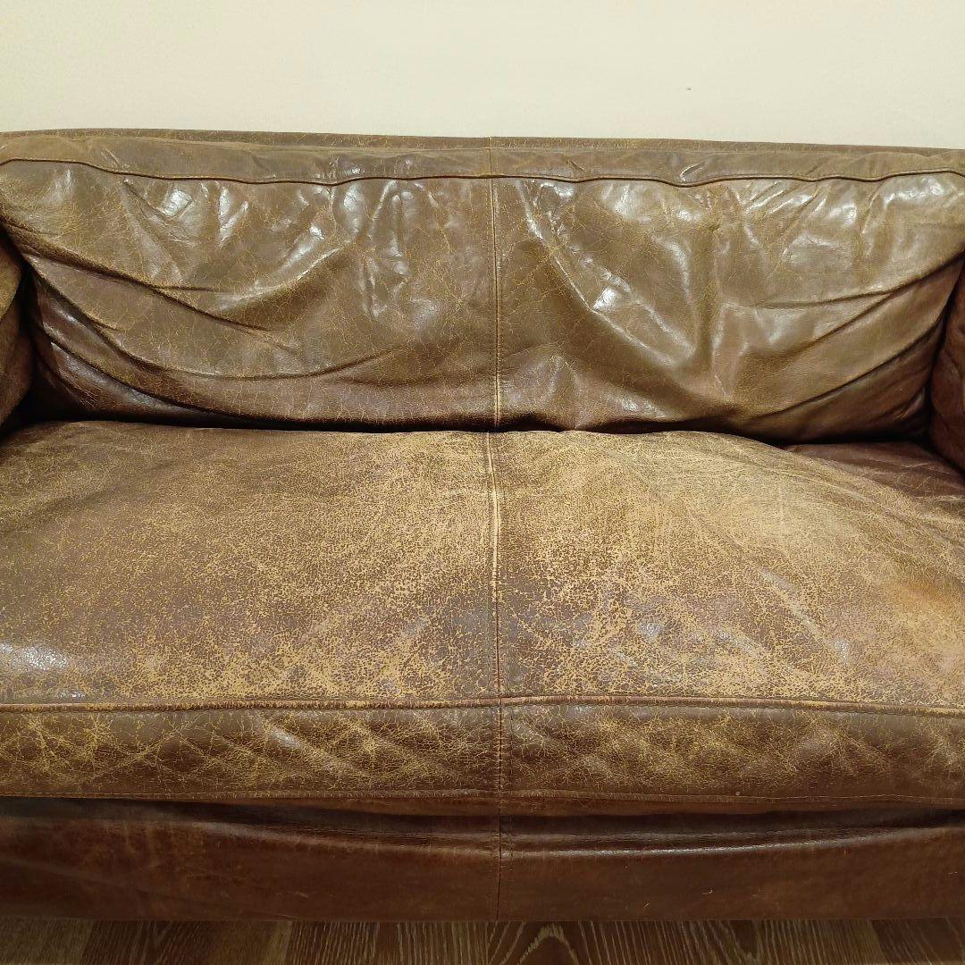 送料込み ヴィンテージ本革ソファ アスプルンド ブラウンレザー 2人掛けソファ