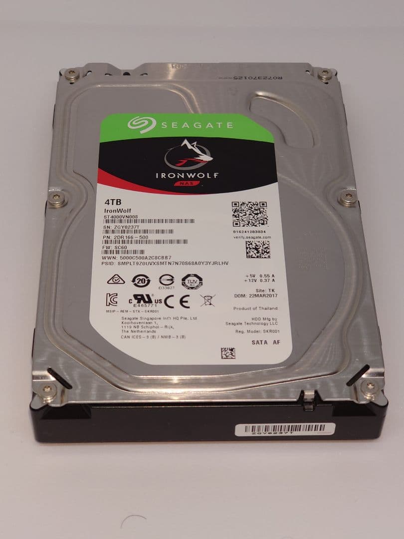 内蔵型ハードディスクドライブ Seagate IronWolf 4TB HDD ST4000VN008