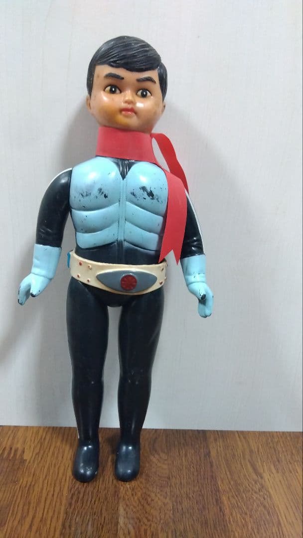 【希少一本ライン】旧バンダイ 仮面ライダー 面取れソフビ 2号 中期おたふく顔