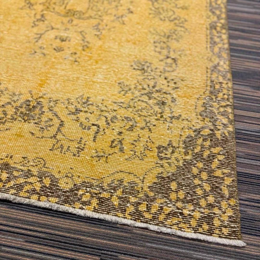 Antiques&Crafts880 ヴィンテージトルコラグイエローオーバーダイ