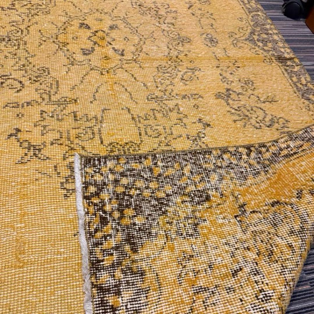 Antiques&Crafts880 ヴィンテージトルコラグイエローオーバーダイ