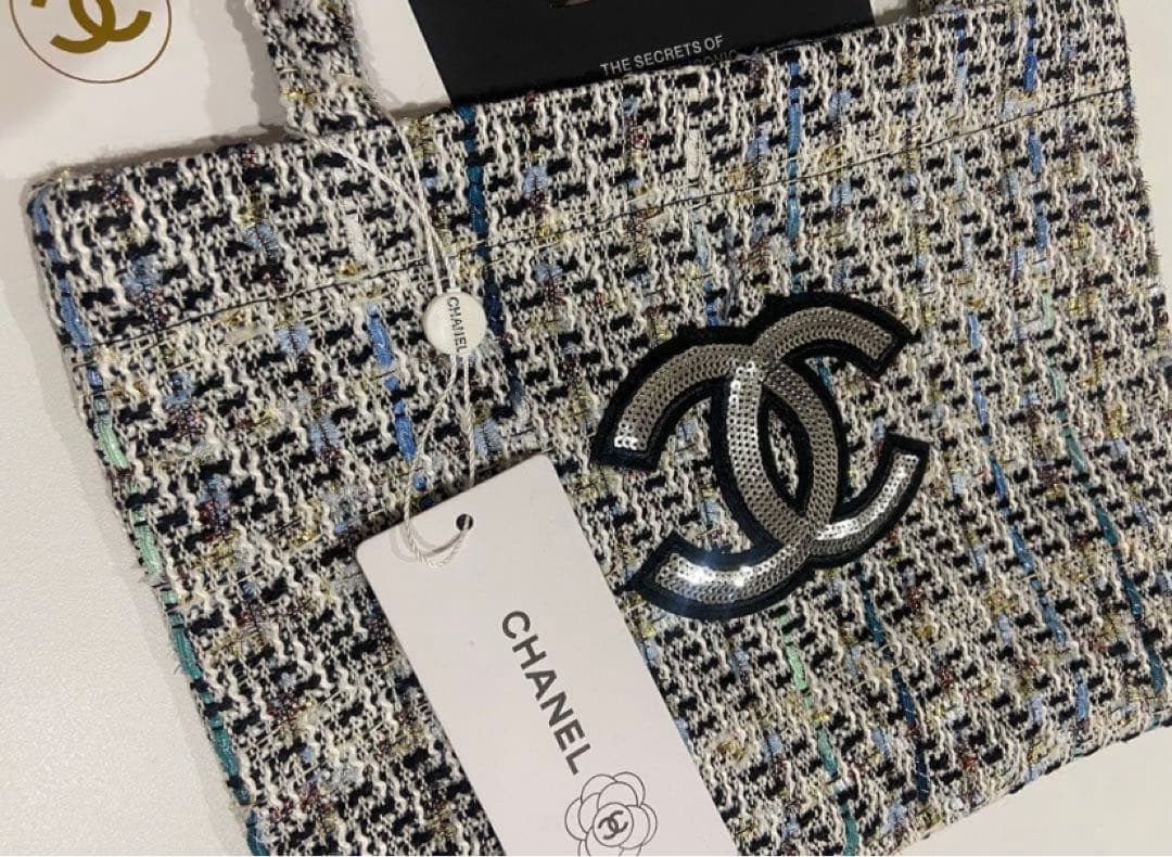 CHANEL トートバッグ　ハンドバッグ　ブルーラメ