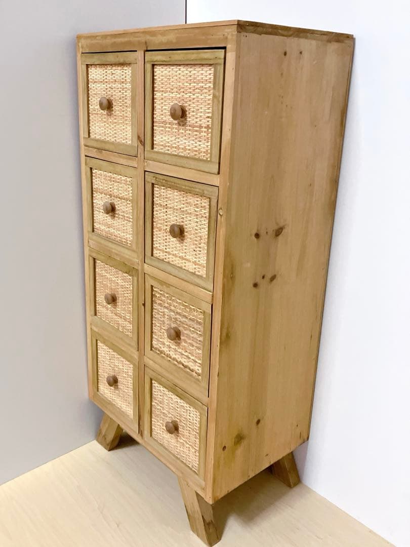 木製　4段チェスト　引き出し8個　タンス　箪笥　サイドチェスト　リビング収納