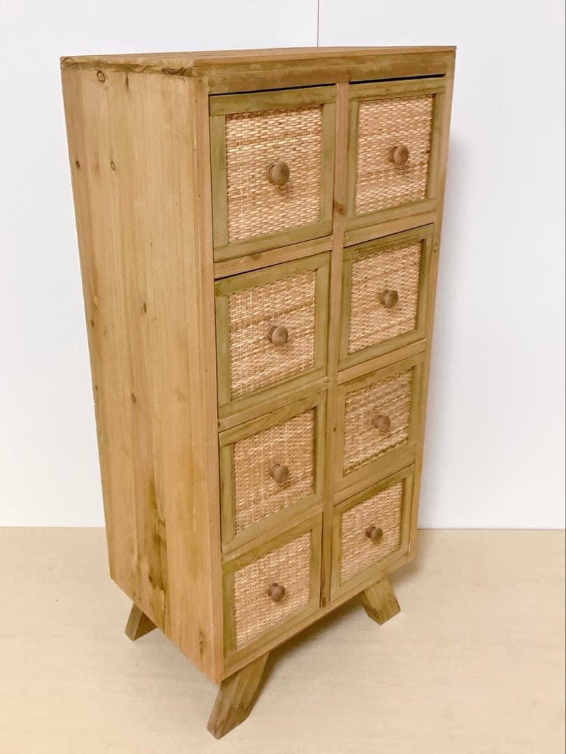 木製　4段チェスト　引き出し8個　タンス　箪笥　サイドチェスト　リビング収納