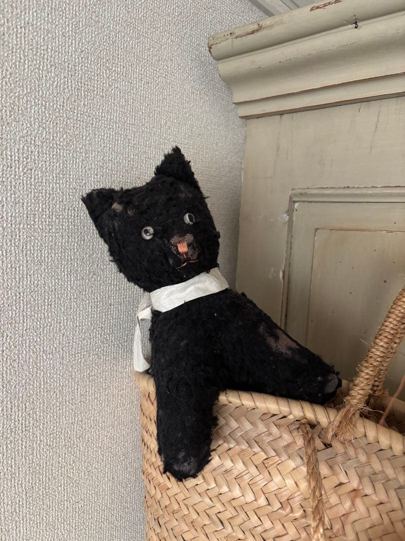 フランスアンティーク 黒猫 ぬいぐるみ ねこ くま テディベア