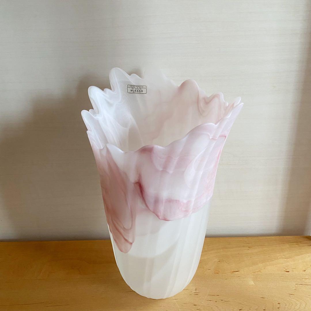 MURANO ムラーノ マーブル フリルフラワーベース 花瓶 ヴェネチアングラス