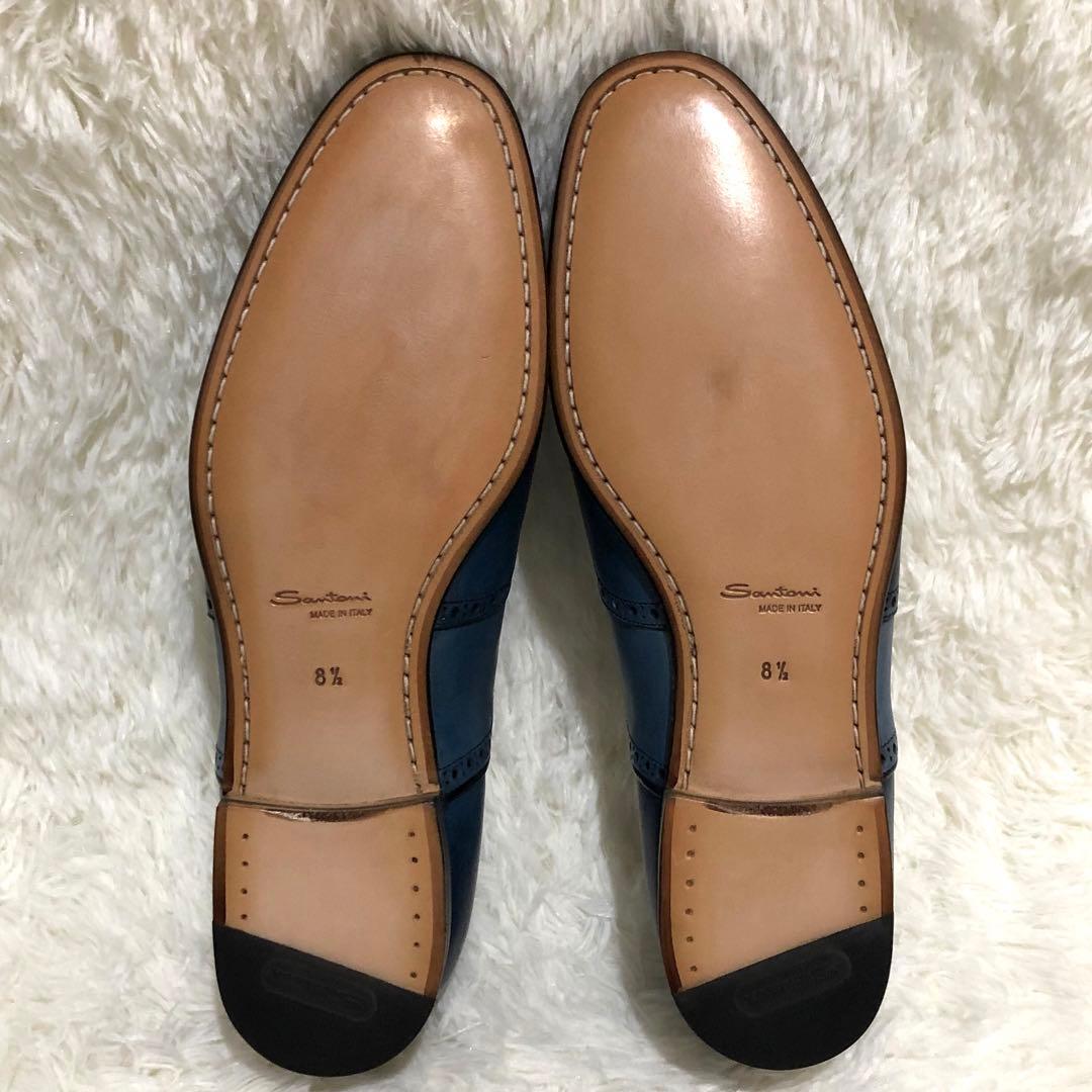 未使用✨サントーニ　ウィングチップシューズ メダリオン キルトタン　8 1/2