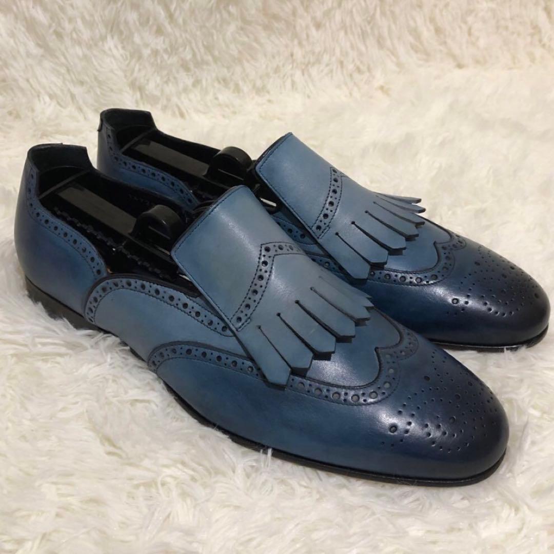 未使用✨サントーニ　ウィングチップシューズ メダリオン キルトタン　8 1/2