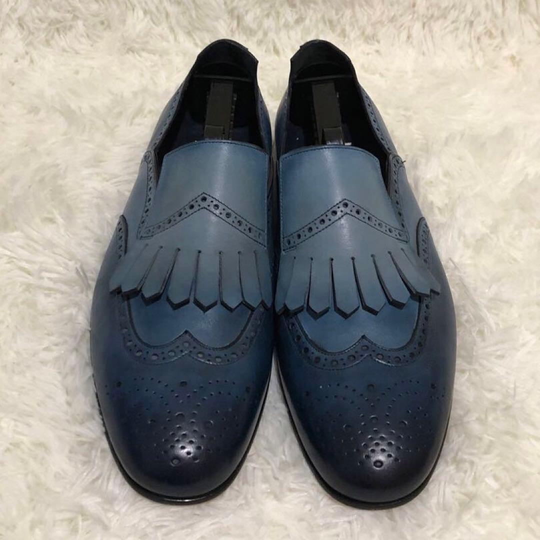 未使用✨サントーニ　ウィングチップシューズ メダリオン キルトタン　8 1/2