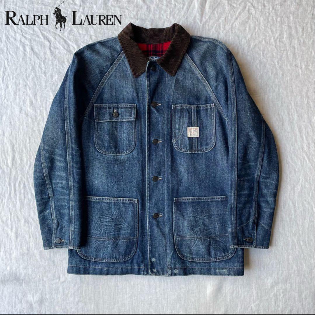 Polo by Ralph Lauren デニム カバーオール 裏地チェック M