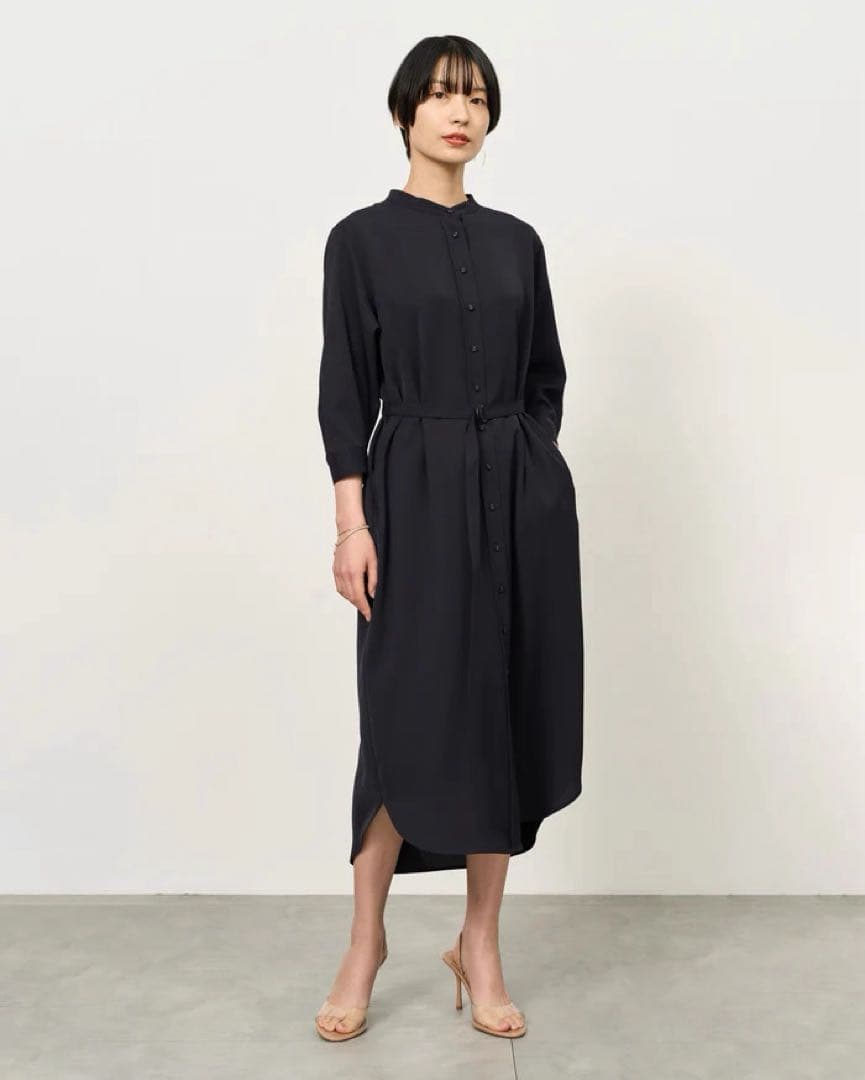 未使用品✨　SOEJU バンドカラーシャツワンピース M ネイビー