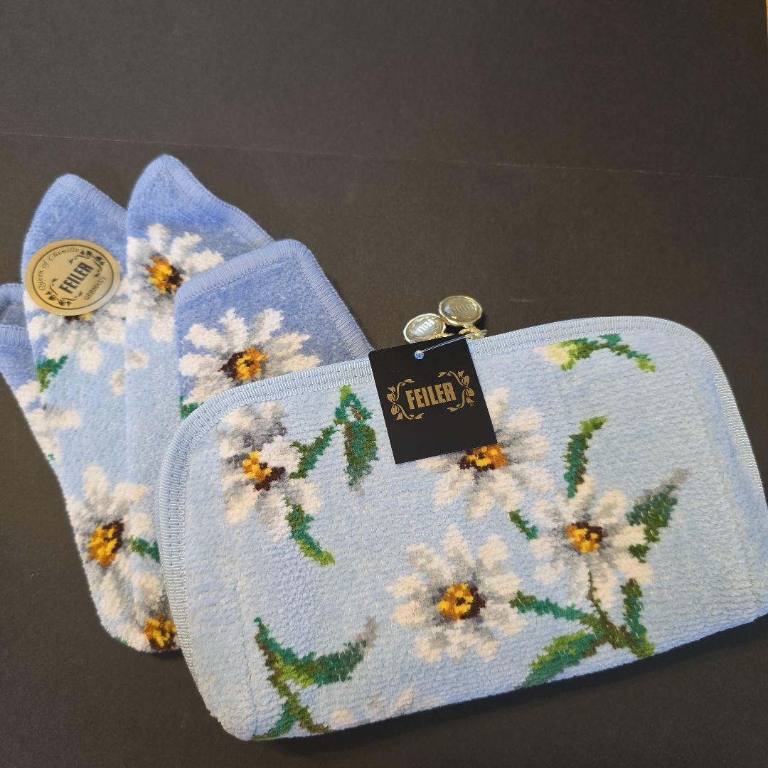 フェイラー　ホワイトマーガレット ハンカチ&ポーチ(財布)