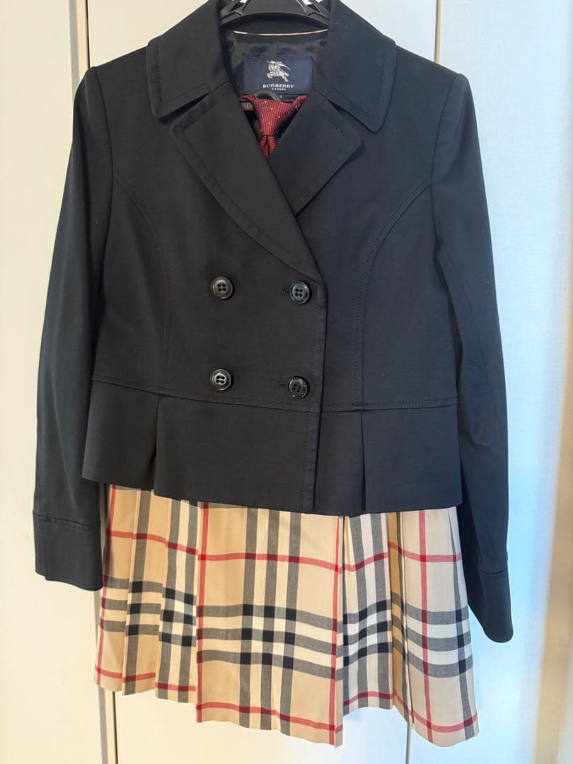 BURBERRY 卒業式スーツ チェックスカート160ネクタイ　3点セット
