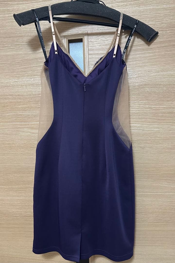 【エンジェルアール】 紫 ビーズ刺繍 タイトドレス