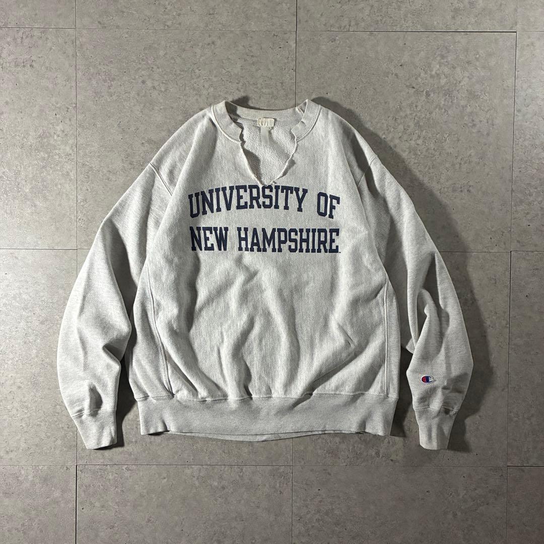 00s- Championリバースウィーブ 染み込みカレッジロゴクラッシュ短丈