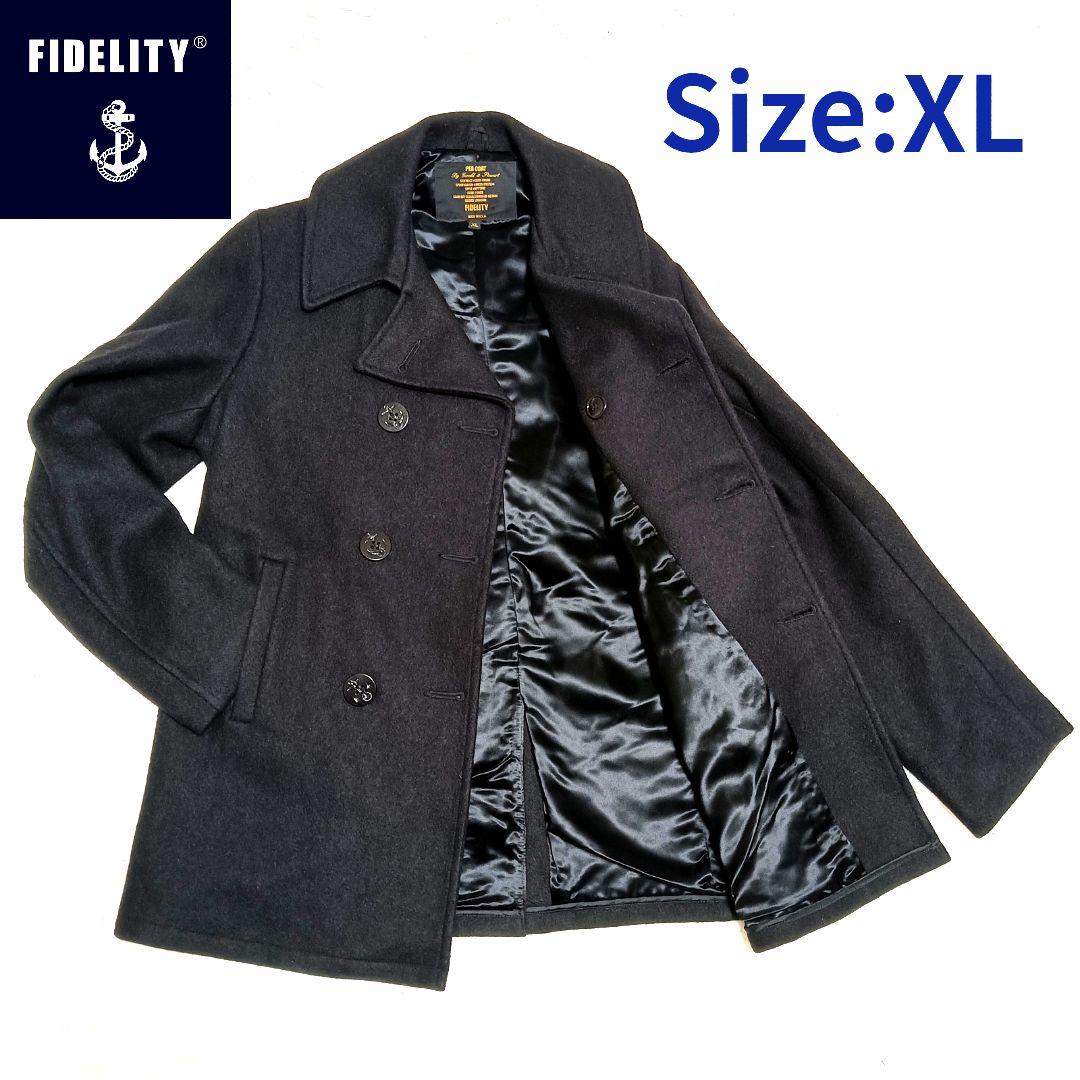極美品 Fidelity フィデリティ Pコート USA製 XL ブラック 冬用