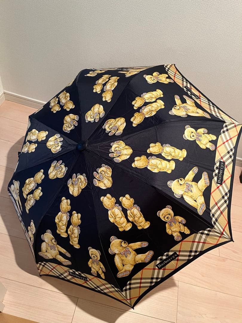Burberrys クマ柄 折りたたみ傘 ブラック