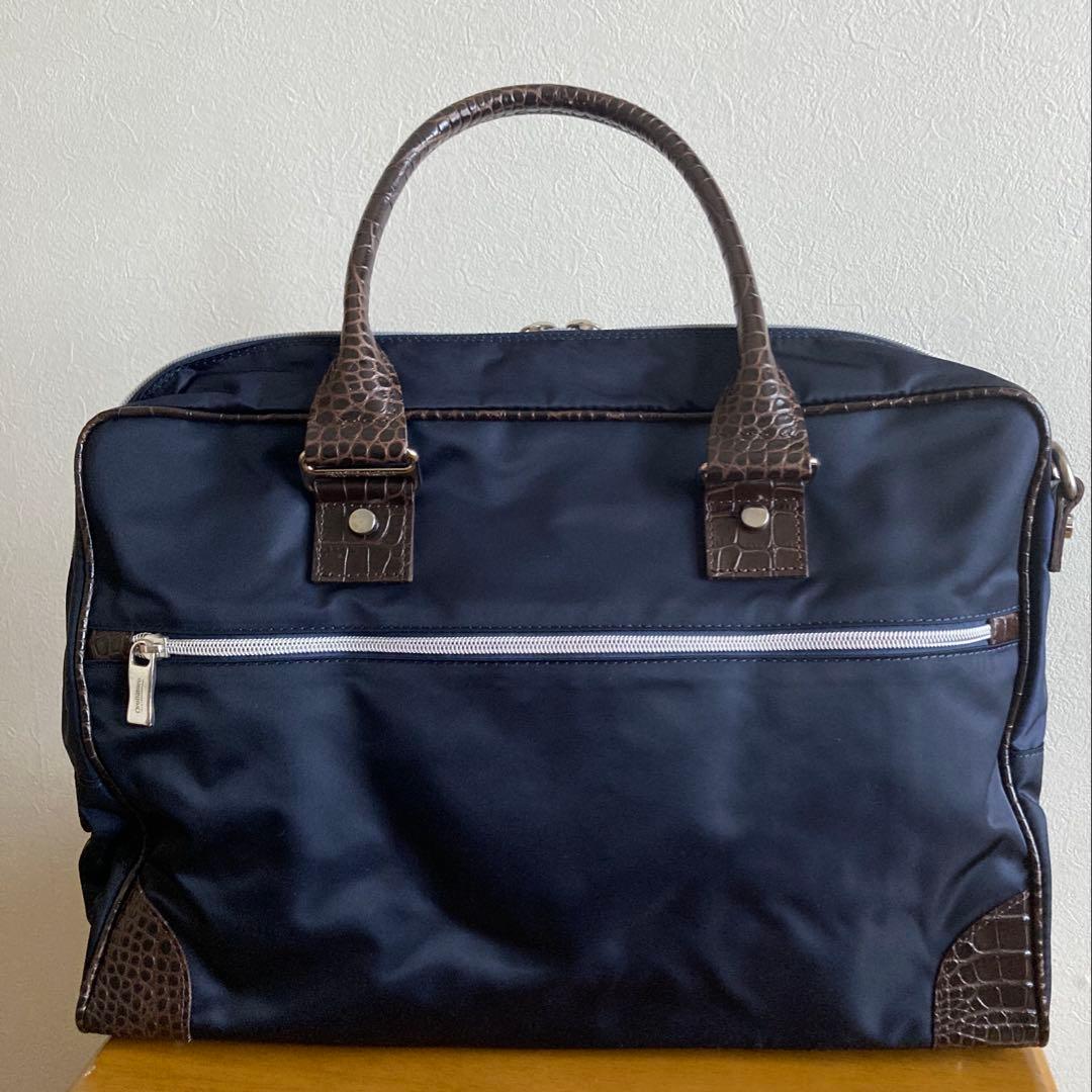 【まる】オロビアンコ クロコ型押しビジネストートバッグ2way ネイビー