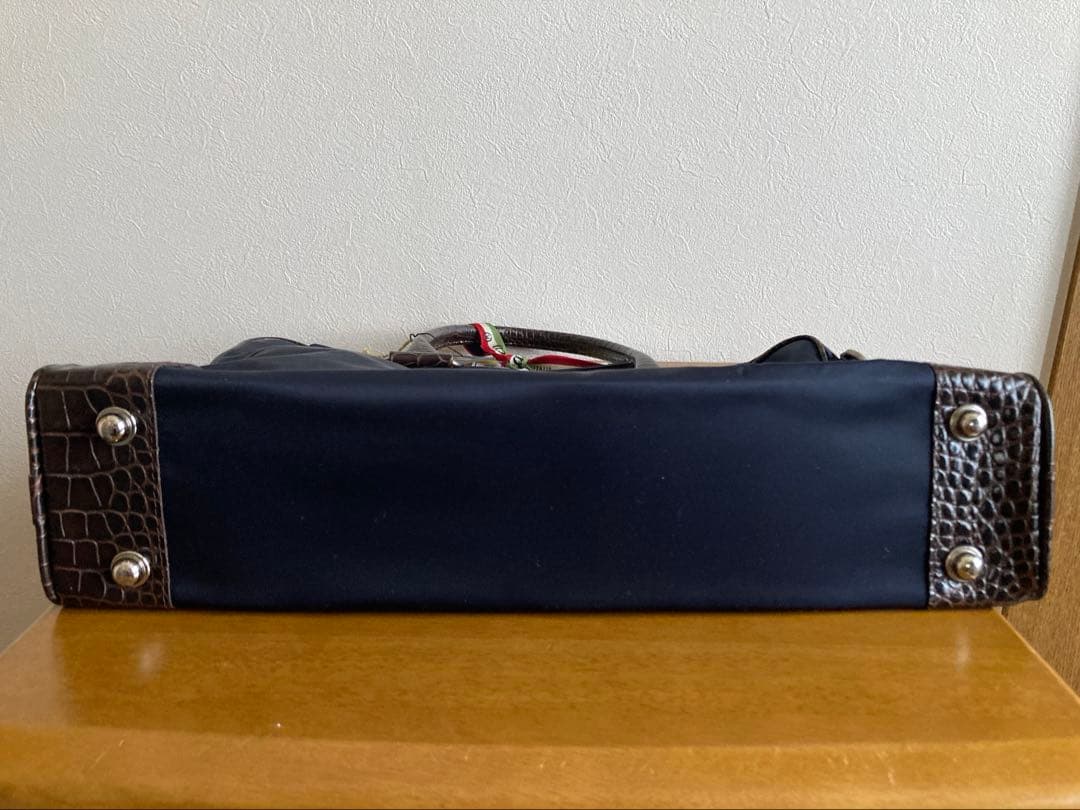 【まる】オロビアンコ クロコ型押しビジネストートバッグ2way ネイビー