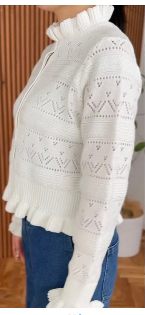 極美品♡trefle+1 ハートクロシェカーディガン　ホワイト