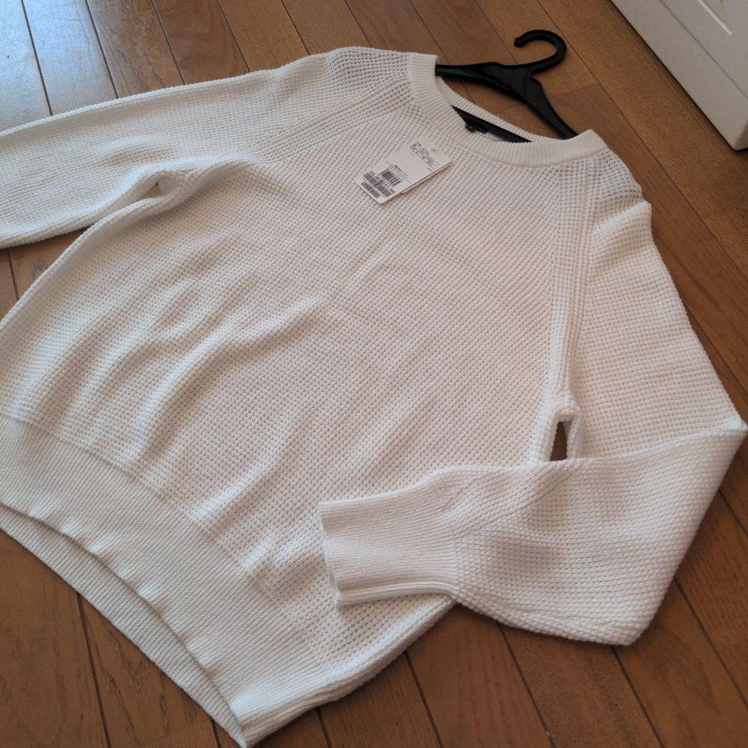 XL〜3L　アンタイトル　HAND WASH　コットンニット　長袖　白　春ニット