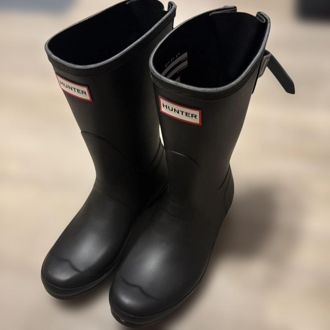 ハンター ショートバック アジャスタブル レインブーツ ブラック 25.0 cm