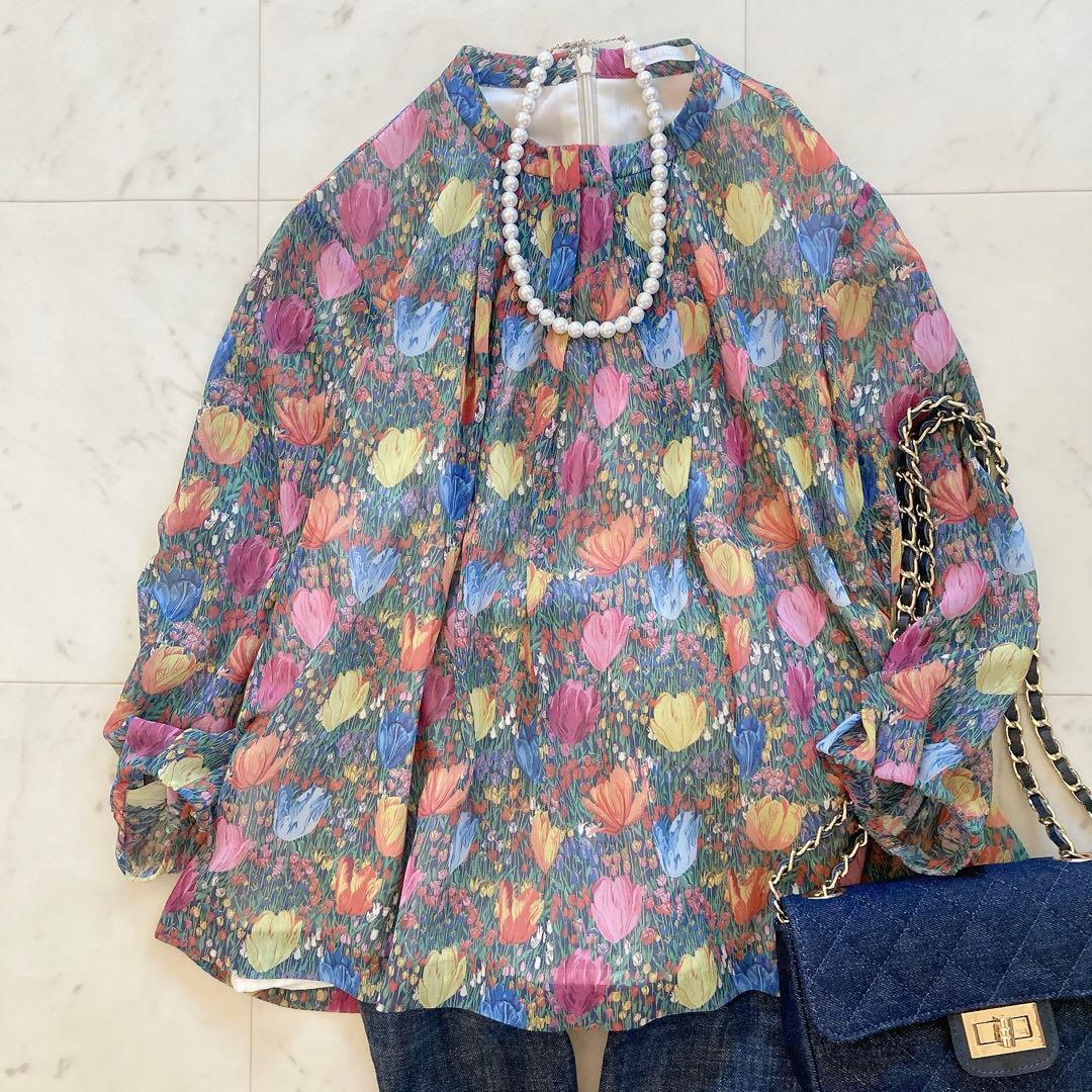 極美品　アマカ　LIBERTY AMALIA TULIPスタンドカラーブラウス