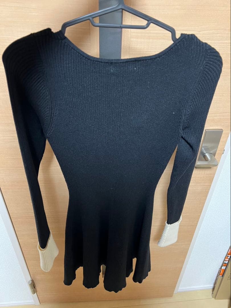 Darich リボンファーフレアニットミニワンピース