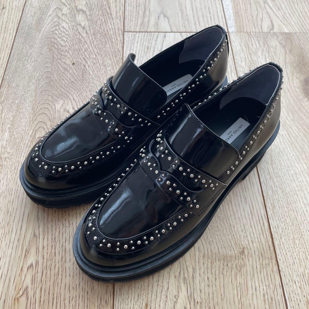 UNITEDARROWSスタッズローファー ブラック　35インチ